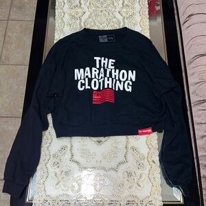 The Marathon Clothing black cropped crew neck sweatshirt